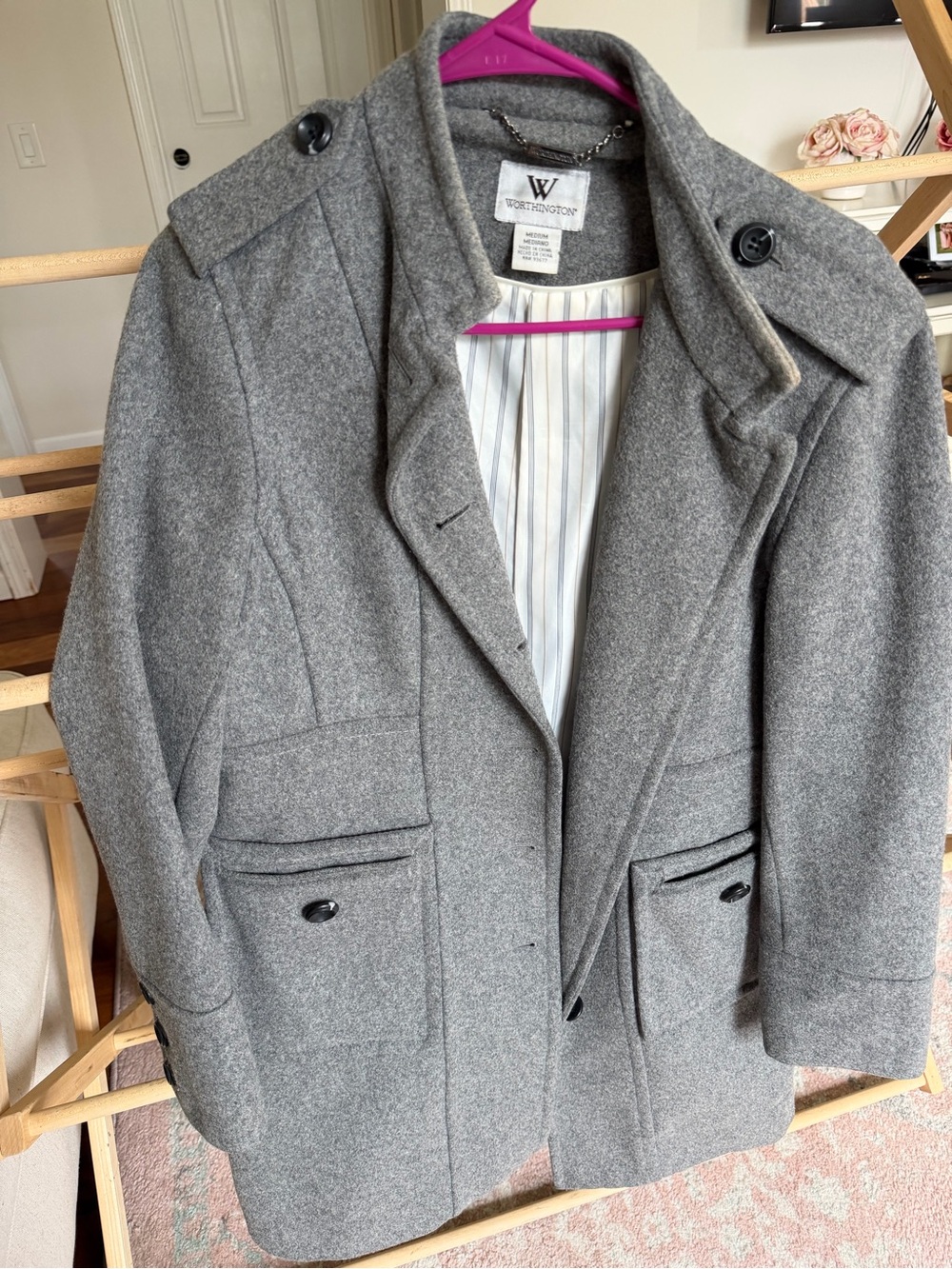 Worthington Light Gray Wool Blend Coat
